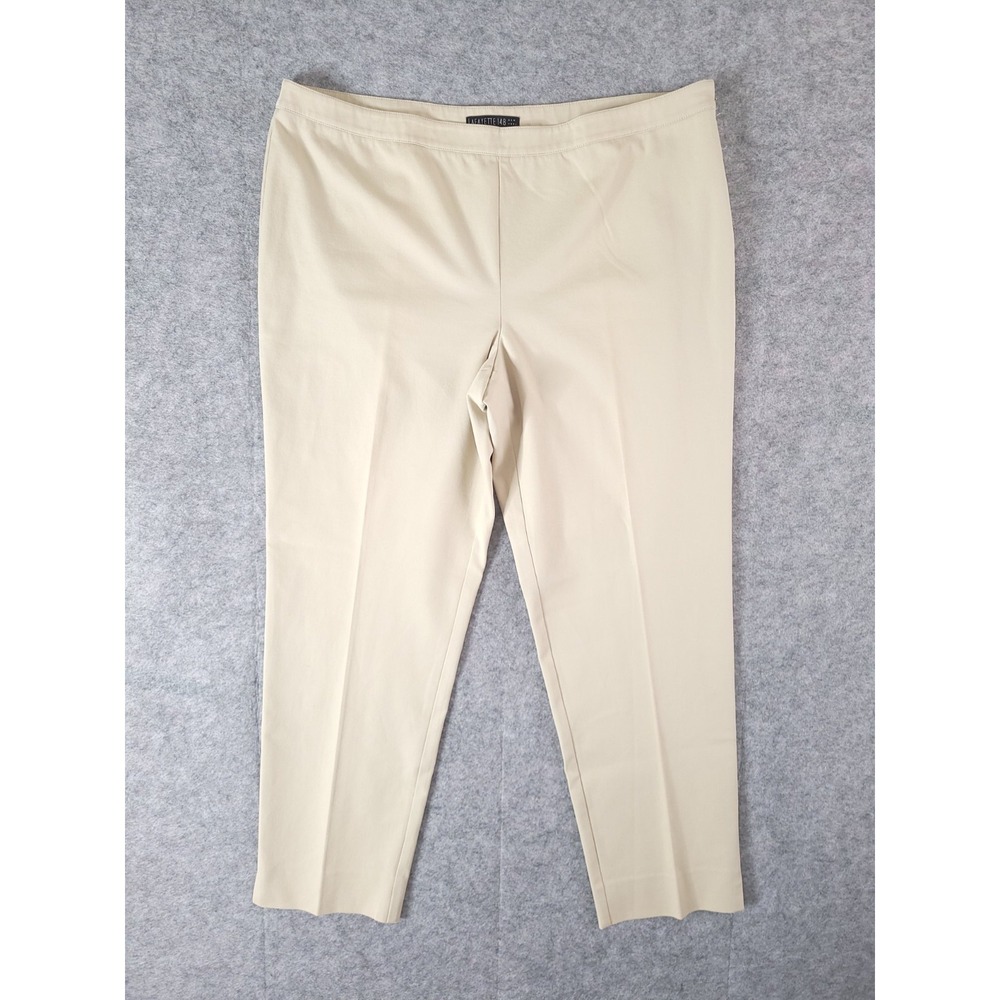 LAFAYETTE 148 Womens Bleecker Cream Cotton Stretch Side Zip Pleated Pant Size 18
